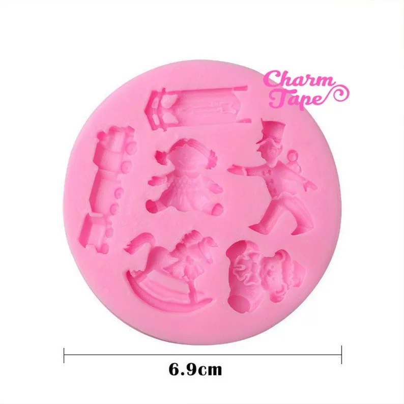 Baby Shower Theme Food Graded Silicone Mold for Cake, Fondant, Cake Decorating Supplies 6 cavity H1752