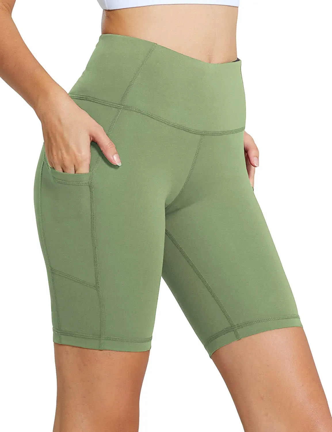 BALEAF Women's 8"/ 7"/ 5" High Waist Biker Shorts Workout Yoga Running Gym Compression Spandex Shorts Side Pockets