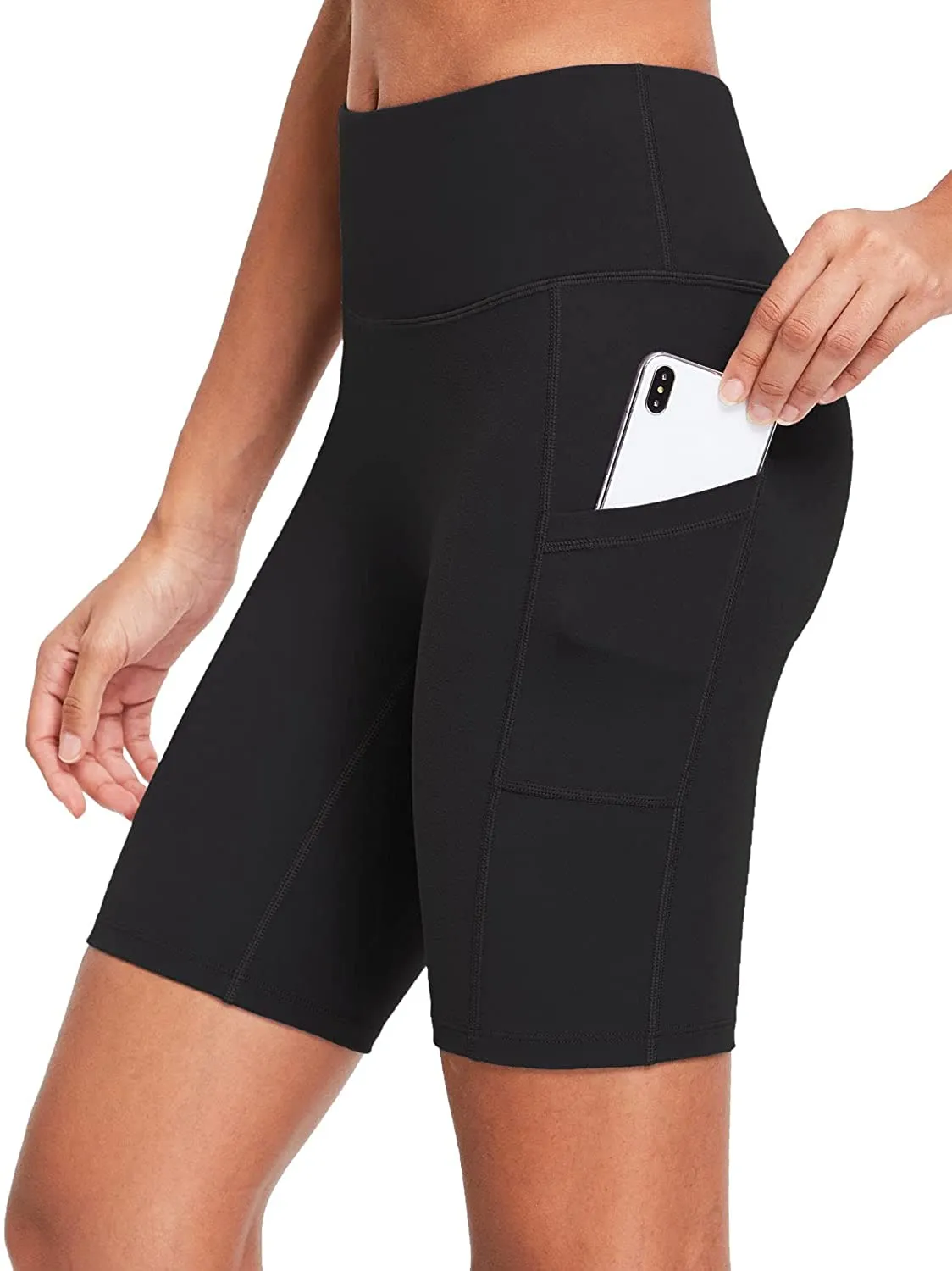 BALEAF Women's 8"/ 7"/ 5" High Waist Biker Shorts Workout Yoga Running Gym Compression Spandex Shorts Side Pockets