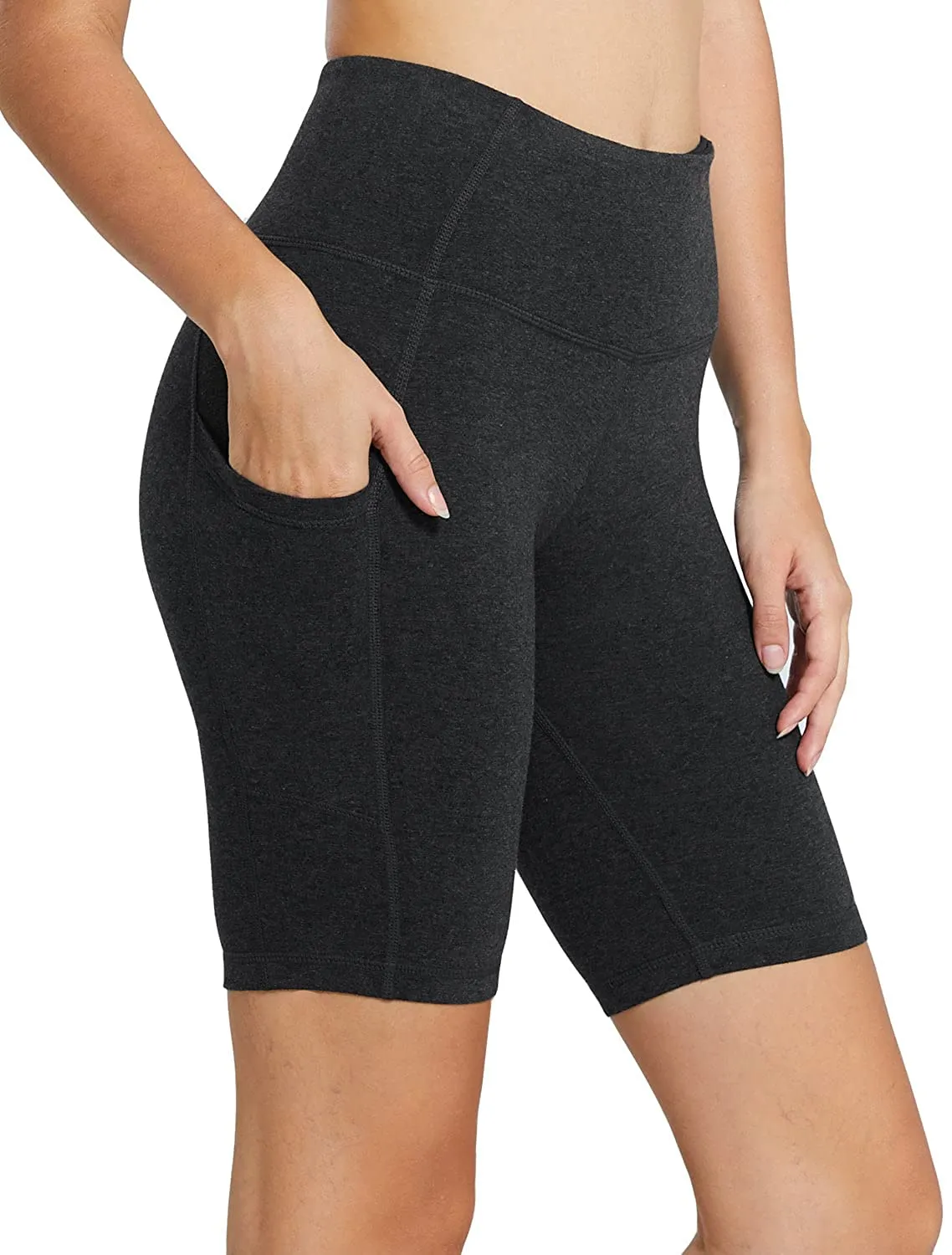 BALEAF Women's 8"/ 7"/ 5" High Waist Biker Shorts Workout Yoga Running Gym Compression Spandex Shorts Side Pockets