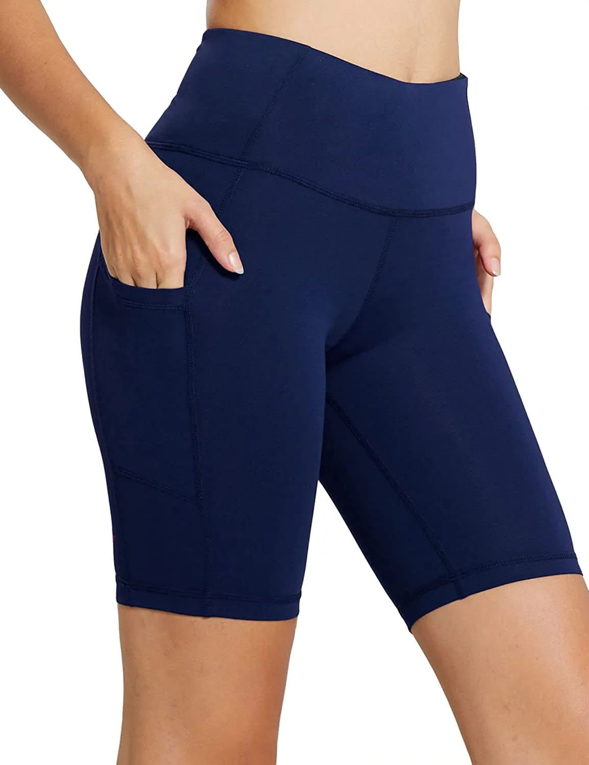 BALEAF Women's 8"/ 7"/ 5" High Waist Biker Shorts Workout Yoga Running Gym Compression Spandex Shorts Side Pockets