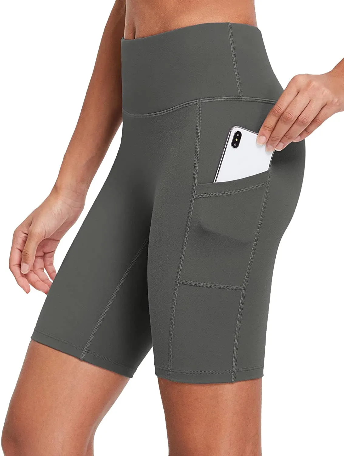 BALEAF Women's 8"/ 7"/ 5" High Waist Biker Shorts Workout Yoga Running Gym Compression Spandex Shorts Side Pockets