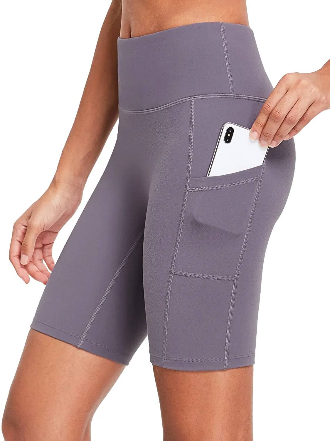 BALEAF Women's 8"/ 7"/ 5" High Waist Biker Shorts Workout Yoga Running Gym Compression Spandex Shorts Side Pockets