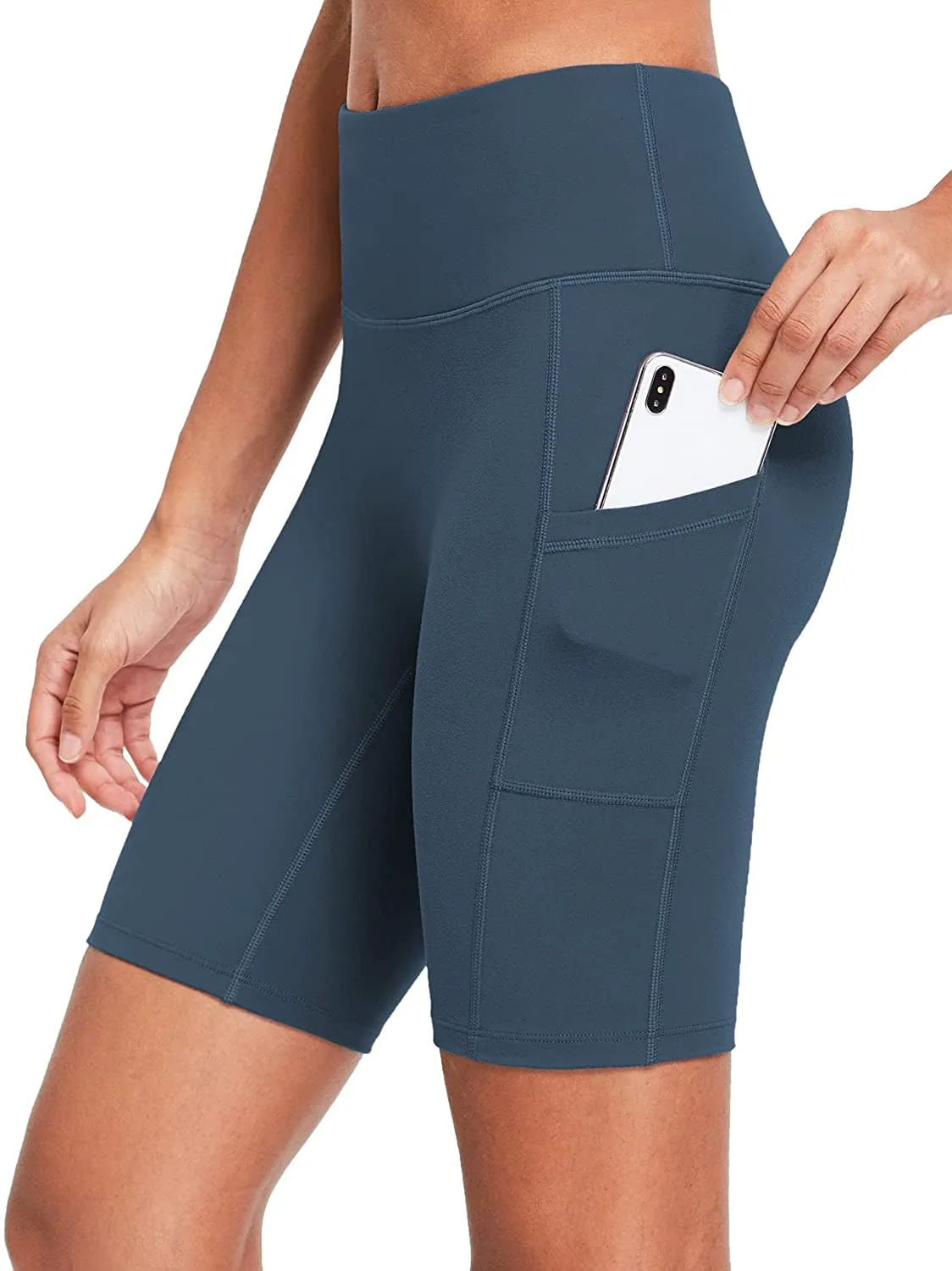 BALEAF Women's 8"/ 7"/ 5" High Waist Biker Shorts Workout Yoga Running Gym Compression Spandex Shorts Side Pockets