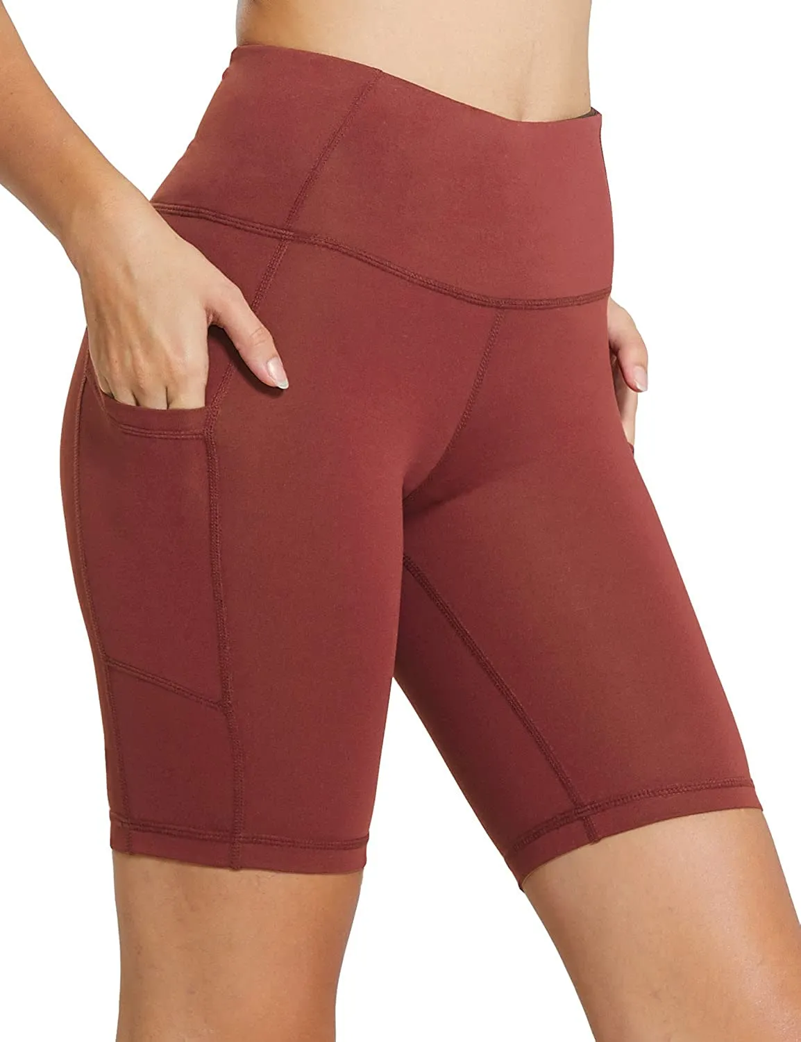 BALEAF Women's 8"/ 7"/ 5" High Waist Biker Shorts Workout Yoga Running Gym Compression Spandex Shorts Side Pockets
