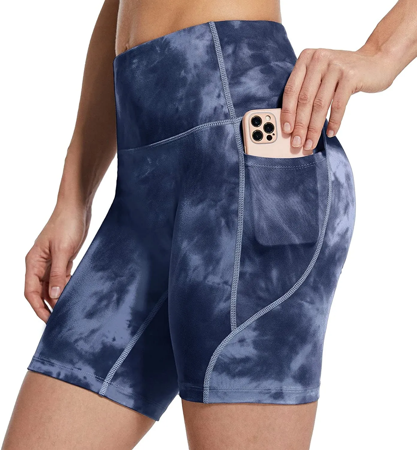 BALEAF Women's 8"/ 7"/ 5" High Waist Biker Shorts Workout Yoga Running Gym Compression Spandex Shorts Side Pockets