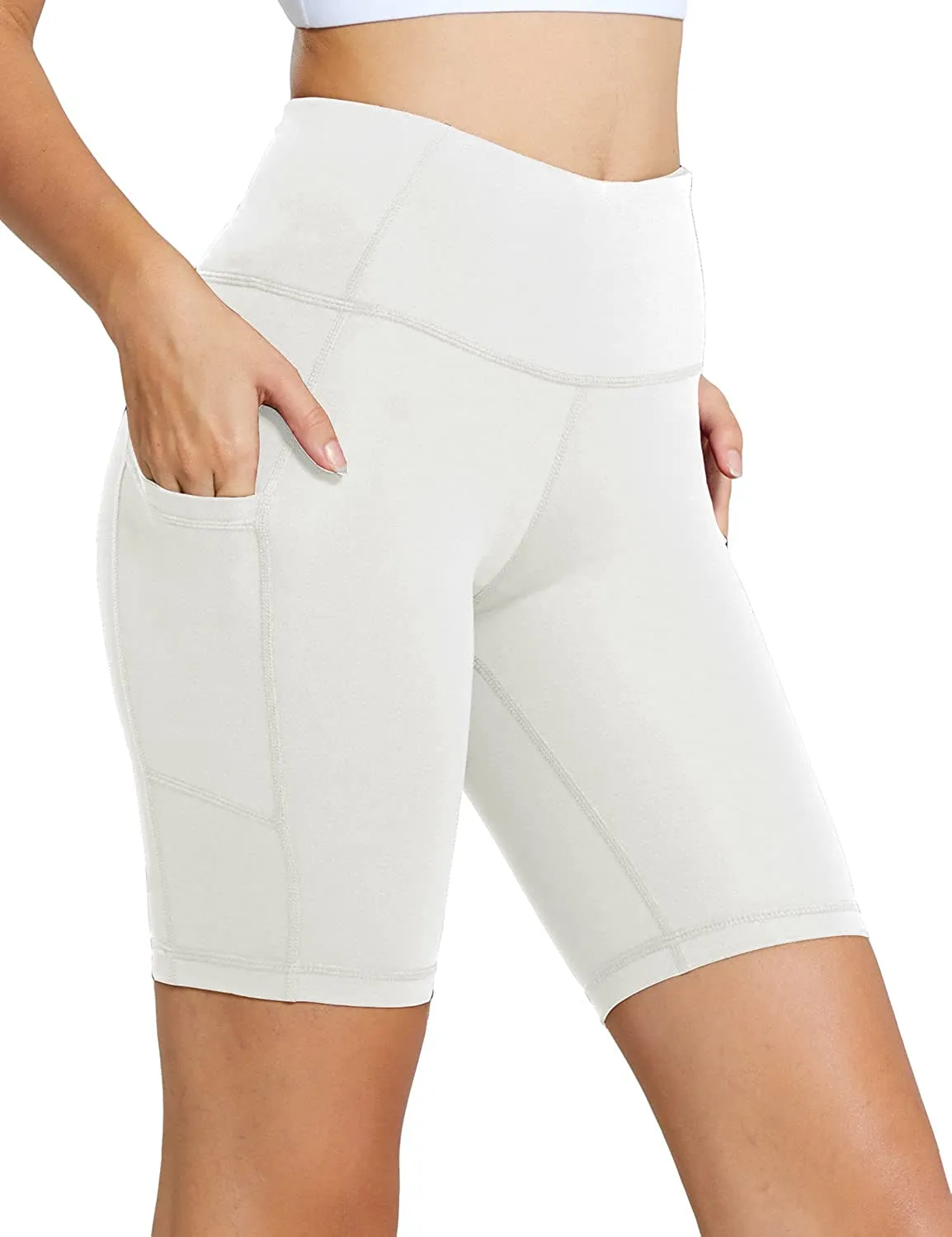 BALEAF Women's 8"/ 7"/ 5" High Waist Biker Shorts Workout Yoga Running Gym Compression Spandex Shorts Side Pockets