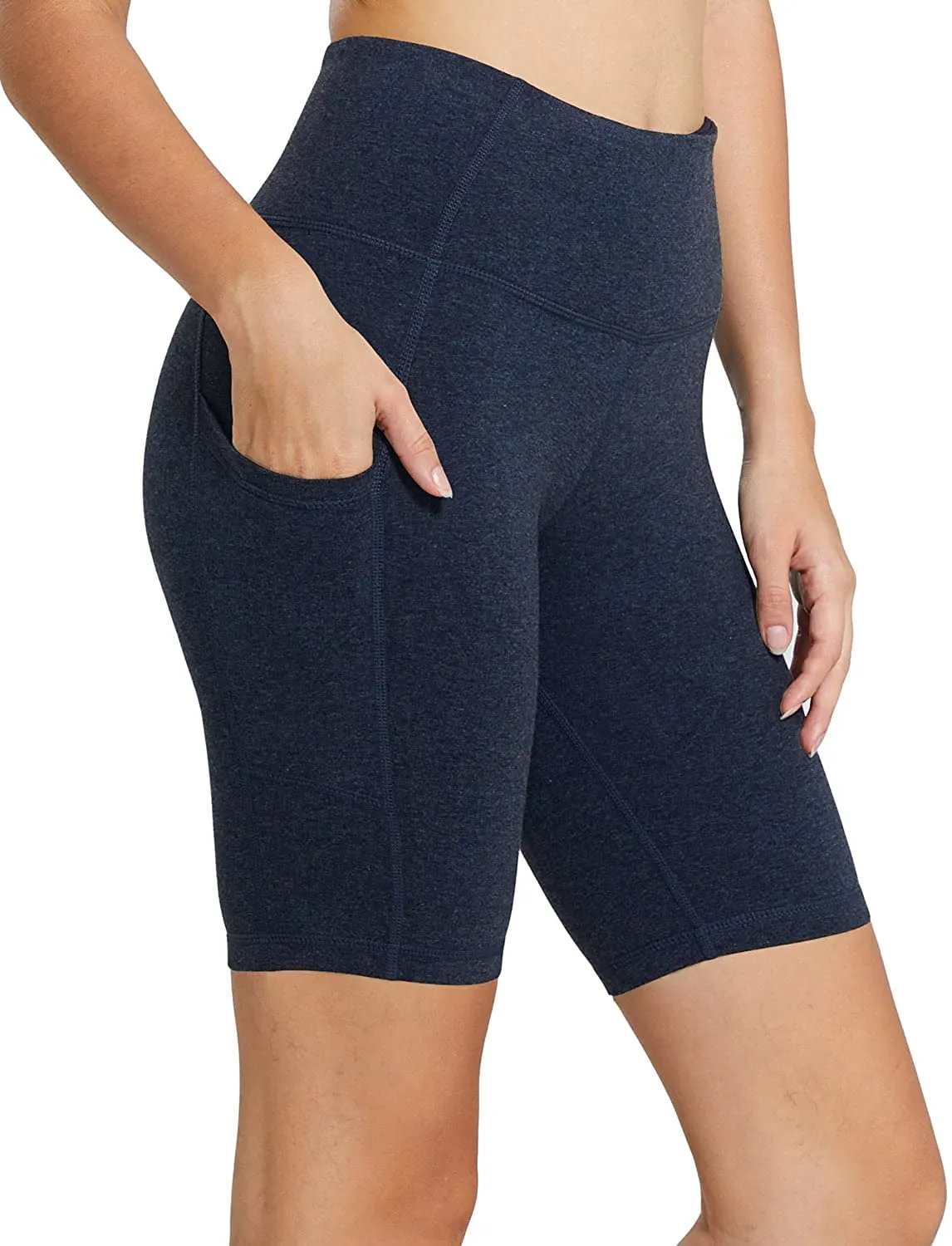 BALEAF Women's 8"/ 7"/ 5" High Waist Biker Shorts Workout Yoga Running Gym Compression Spandex Shorts Side Pockets
