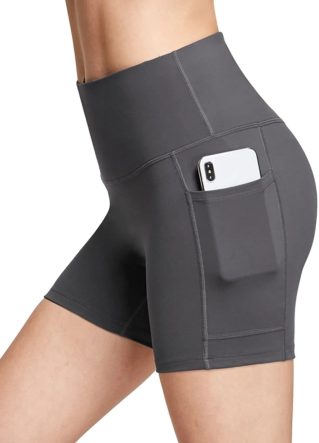 BALEAF Women's 8"/ 7"/ 5" High Waist Biker Shorts Workout Yoga Running Gym Compression Spandex Shorts Side Pockets