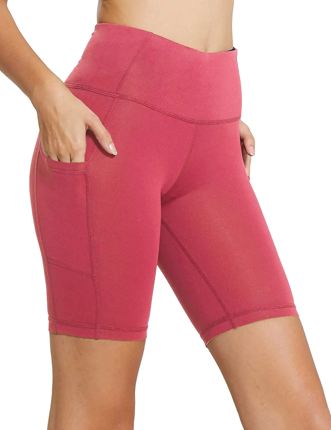 BALEAF Women's 8"/ 7"/ 5" High Waist Biker Shorts Workout Yoga Running Gym Compression Spandex Shorts Side Pockets