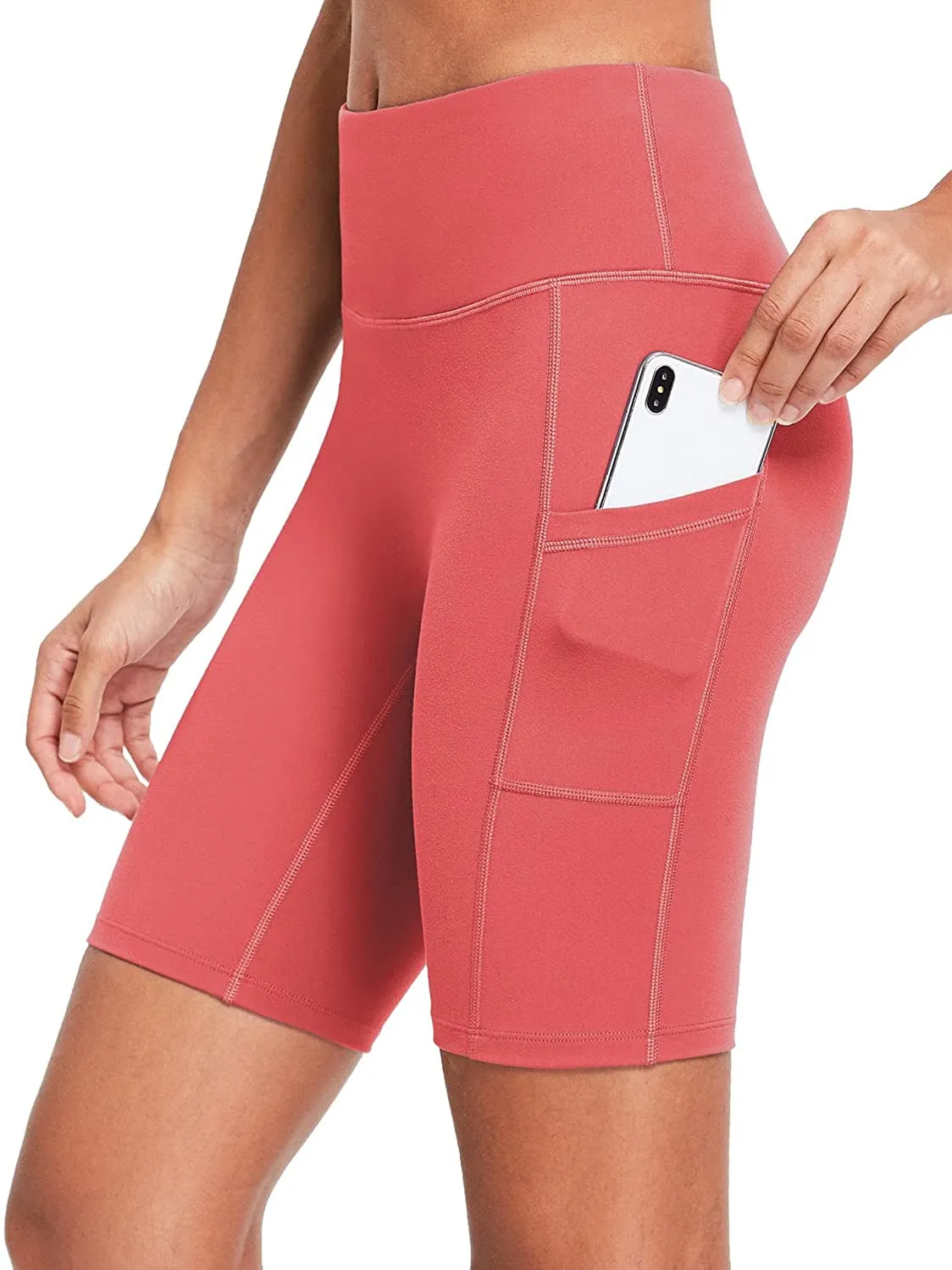 BALEAF Women's 8"/ 7"/ 5" High Waist Biker Shorts Workout Yoga Running Gym Compression Spandex Shorts Side Pockets