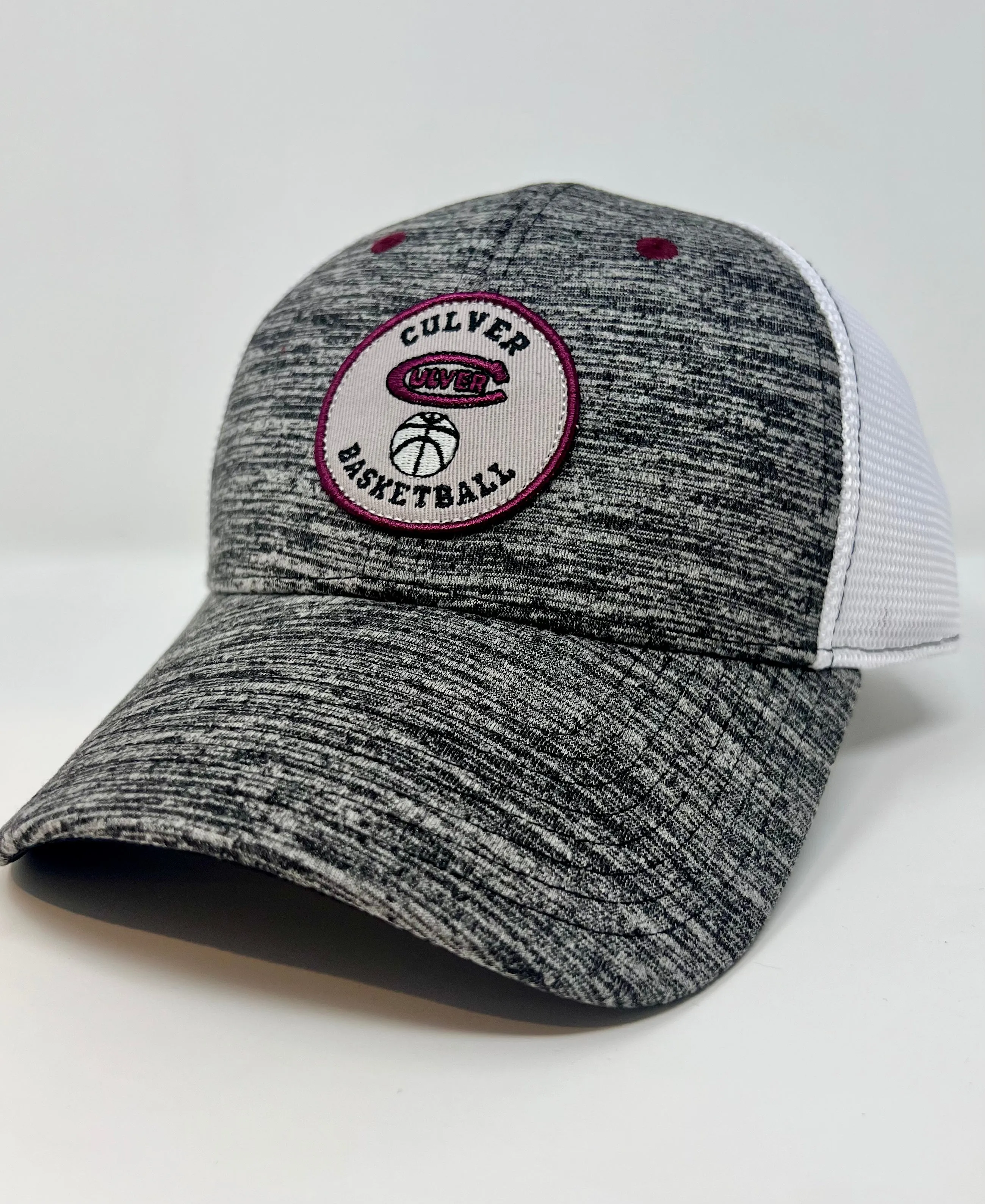 Basketball Athletic Diamond Mesh Snapback Hat - Grey & White