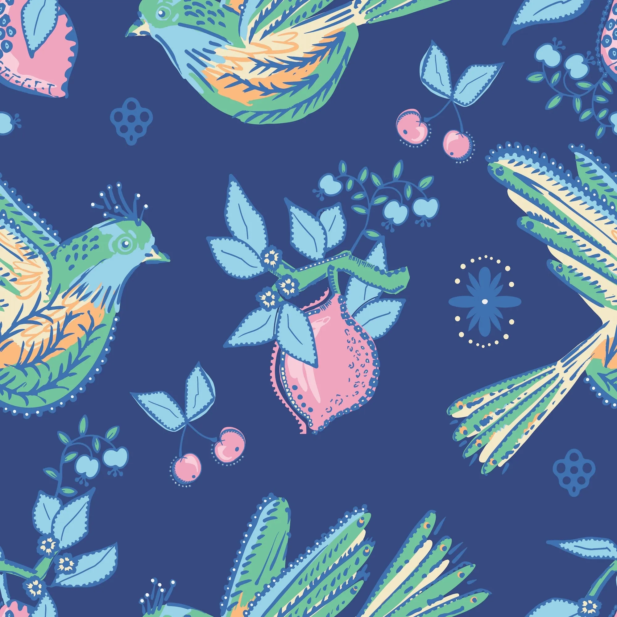 Birdie Dress in Indigo Songbird