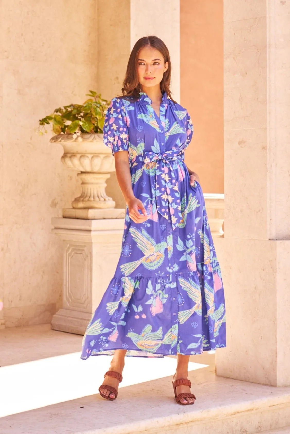 Birdie Dress in Indigo Songbird