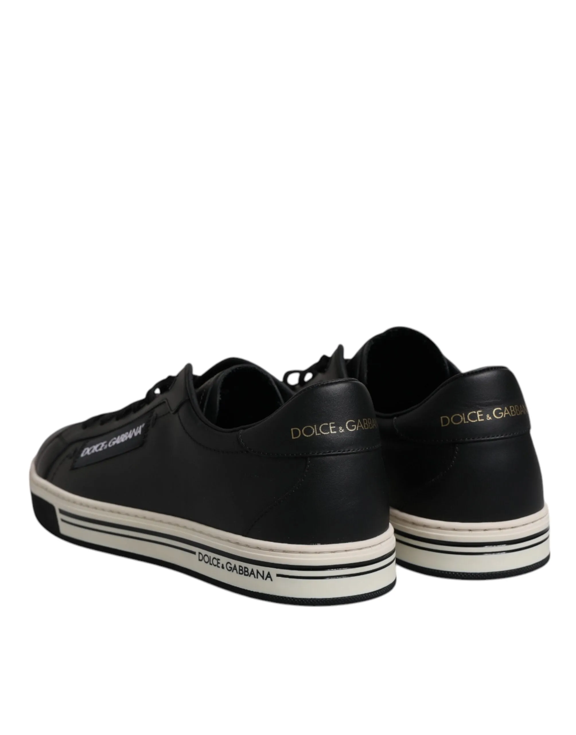Black Leather Low Top Men Sneakers Shoes