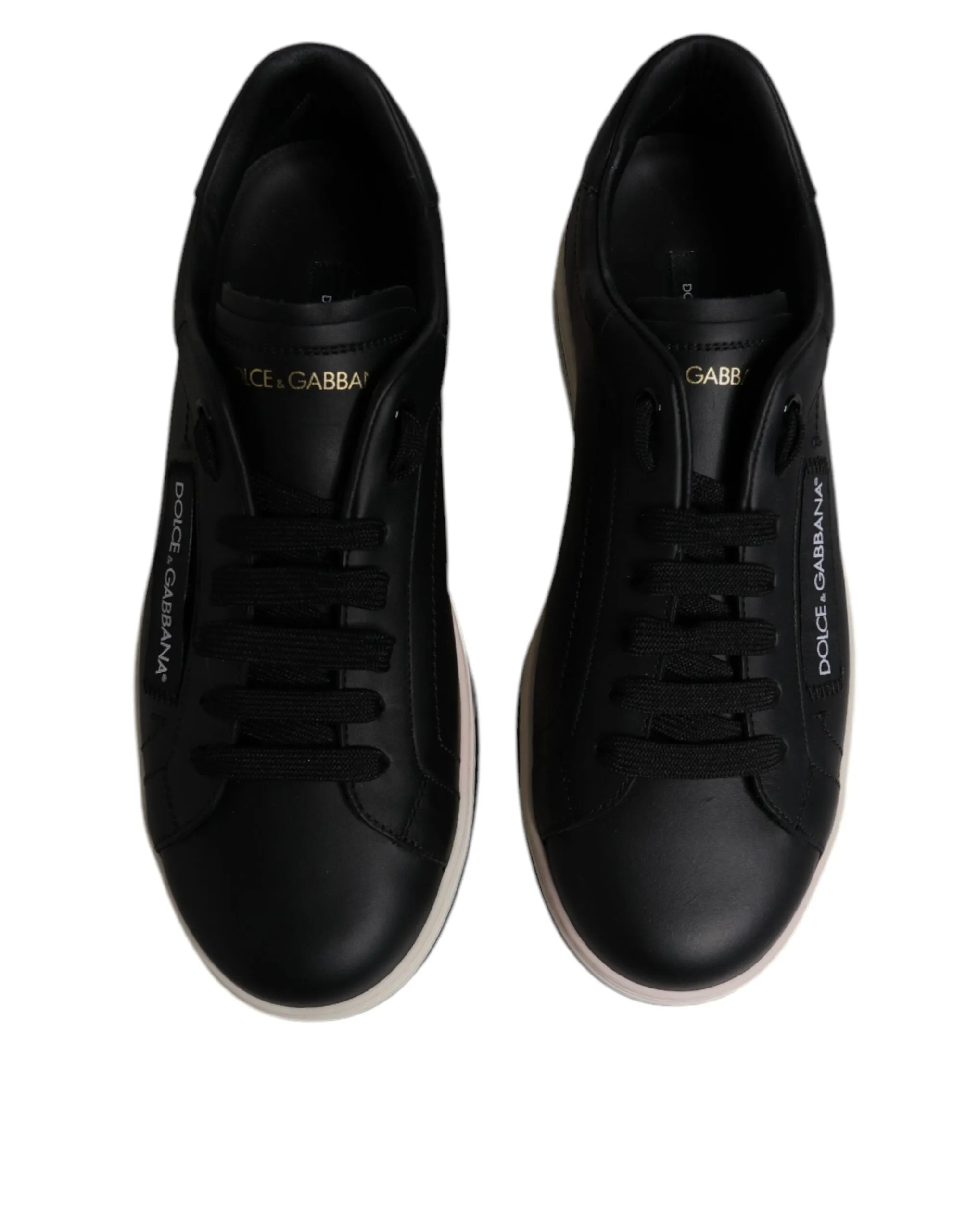 Black Leather Low Top Men Sneakers Shoes