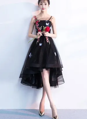 Black Straps High Low New Homecoming Dress , Lovely Tulle Formal Dress