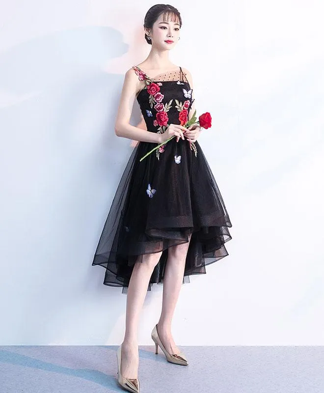 Black Straps High Low New Homecoming Dress , Lovely Tulle Formal Dress