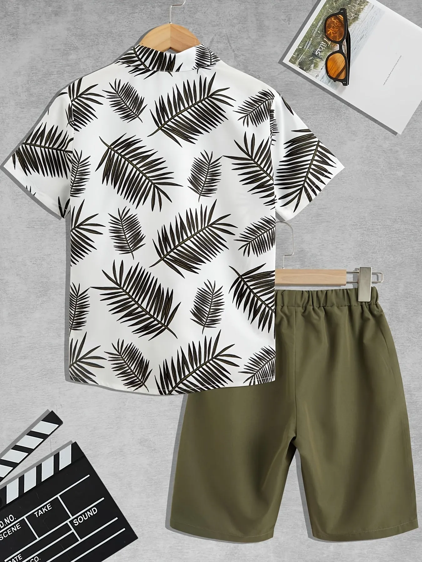 Boys' Short Sleeve Button-Up Shirt and Shorts Set