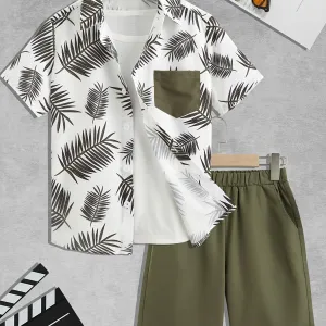 Boys' Short Sleeve Button-Up Shirt and Shorts Set