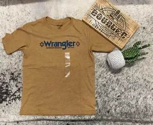 Boy's Wrangler Kabel Logo T-Shirt in Bistre Heather