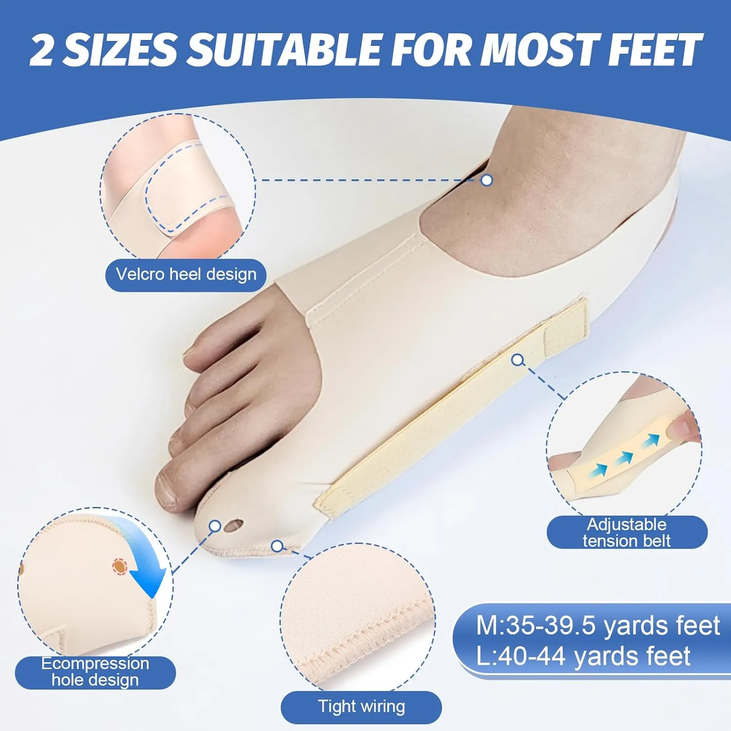 Bunion Corrector Hallux Valgus Socks Right Size(40-44)