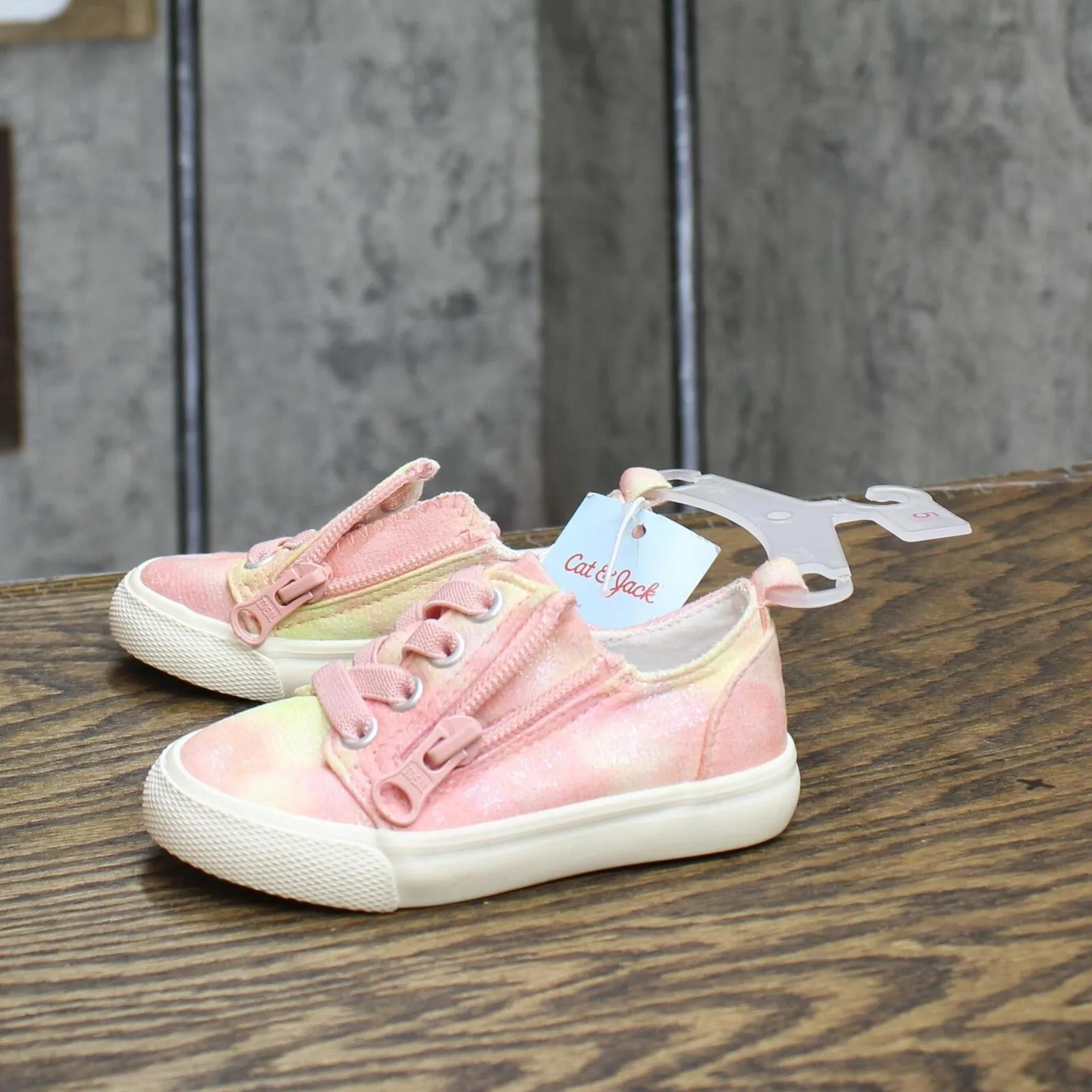 Cat & Jack Toddler Girls Luka Tie-Dye Double Zipper Sneakers 87834400 Pink 5T