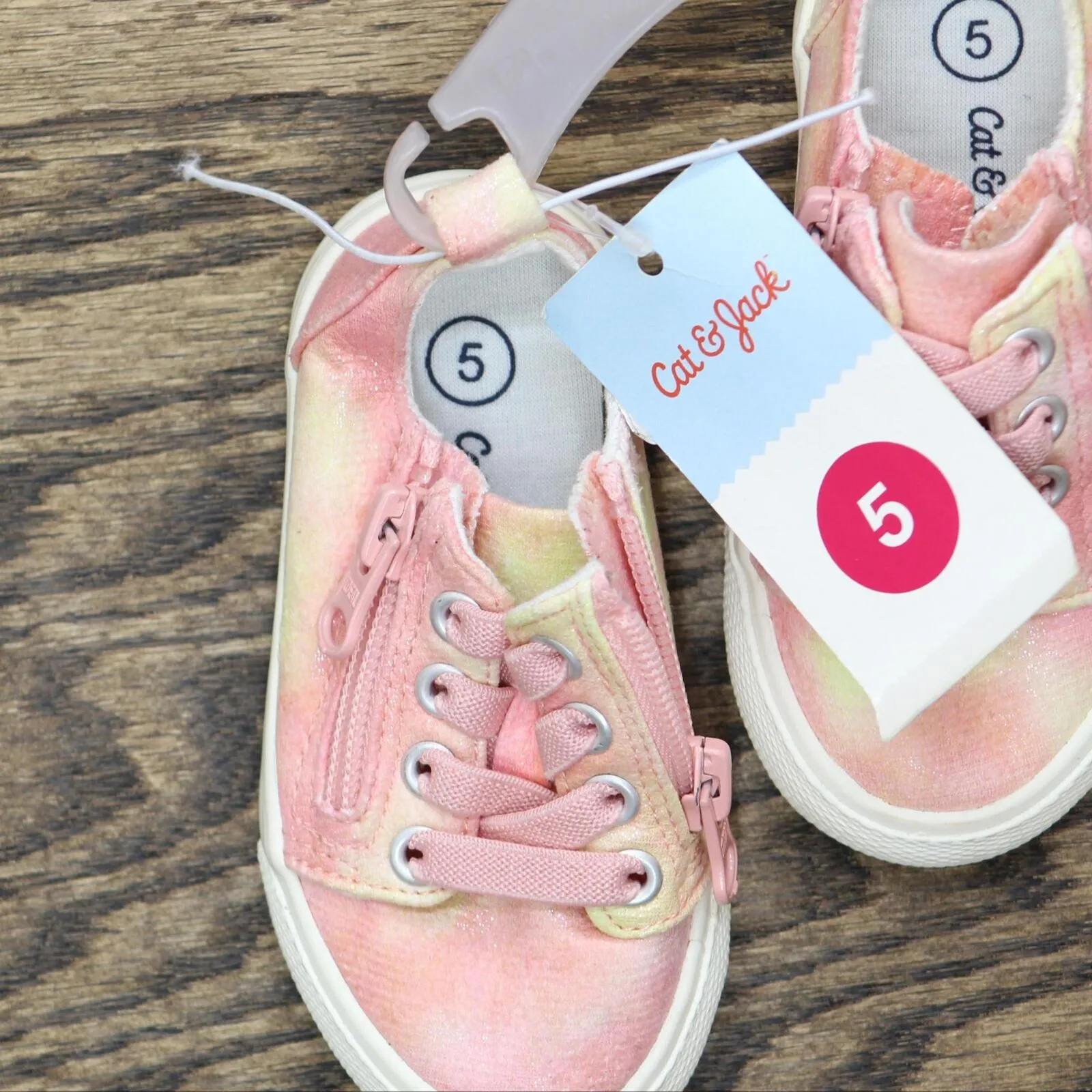 Cat & Jack Toddler Girls Luka Tie-Dye Double Zipper Sneakers 87834400 Pink 5T