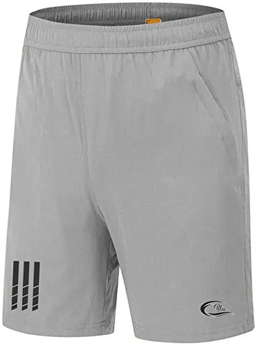 CBlue Men's Outdoor Quick Dry Lightweight Sports Shorts Zipper Pockets (Large, Light Grey)