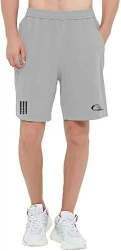 CBlue Men's Outdoor Quick Dry Lightweight Sports Shorts Zipper Pockets (Large, Light Grey)
