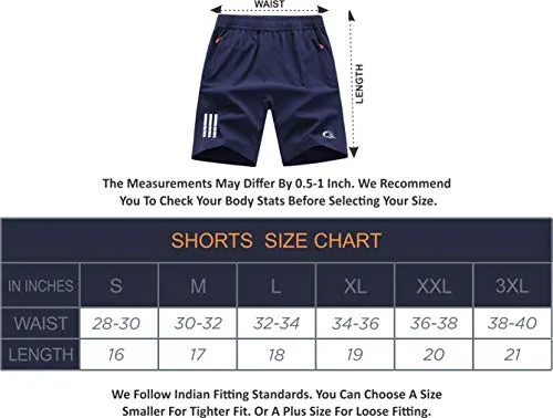 CBlue Men's Outdoor Quick Dry Lightweight Sports Shorts Zipper Pockets (Large, Light Grey)