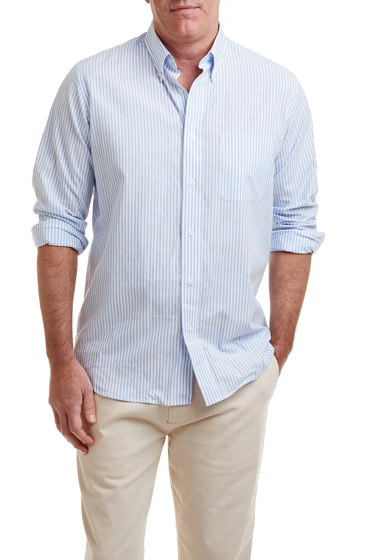 Chase Shirt Linen Blue Stripe
