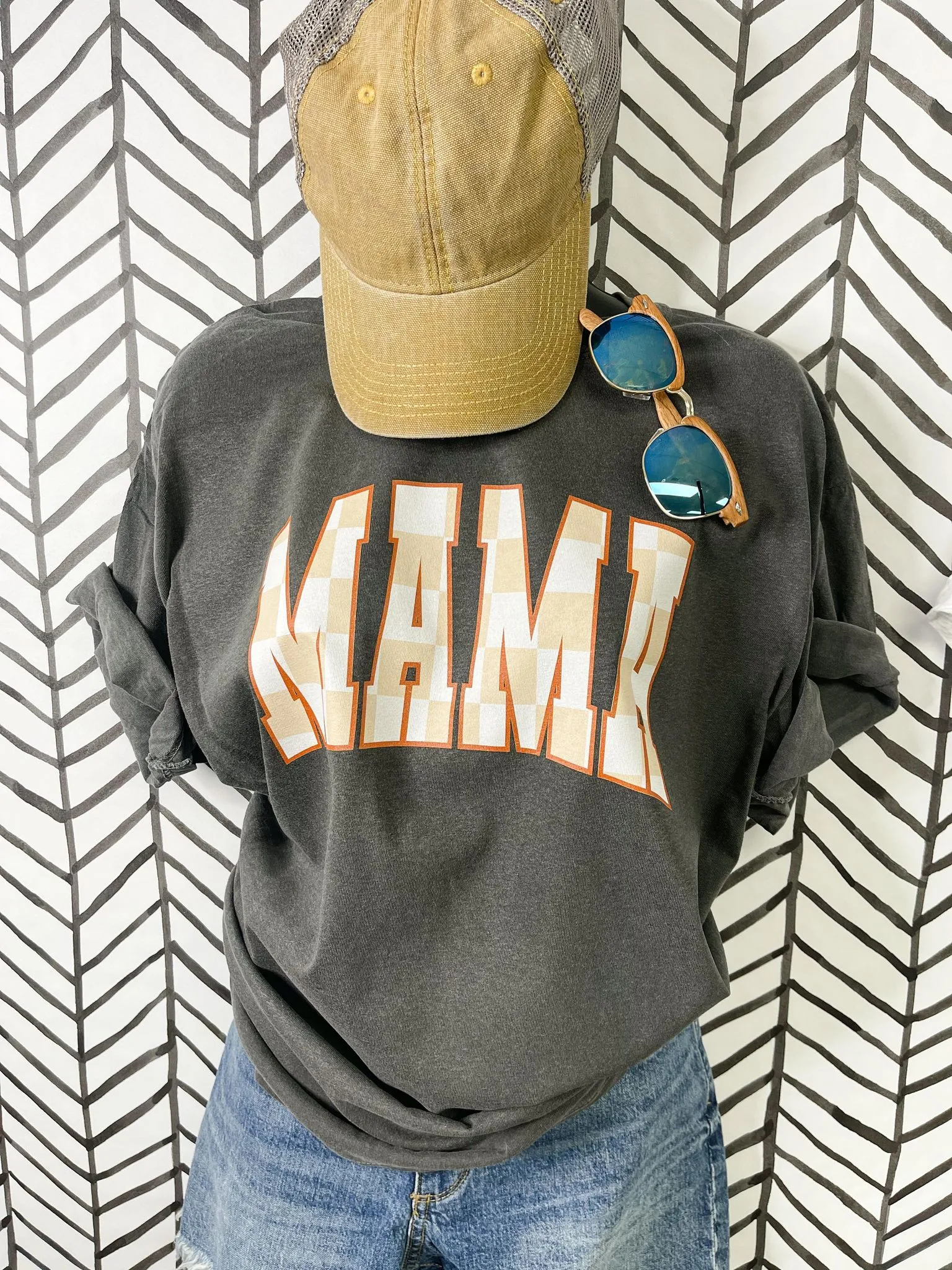 Checkered Mama Grey Tee