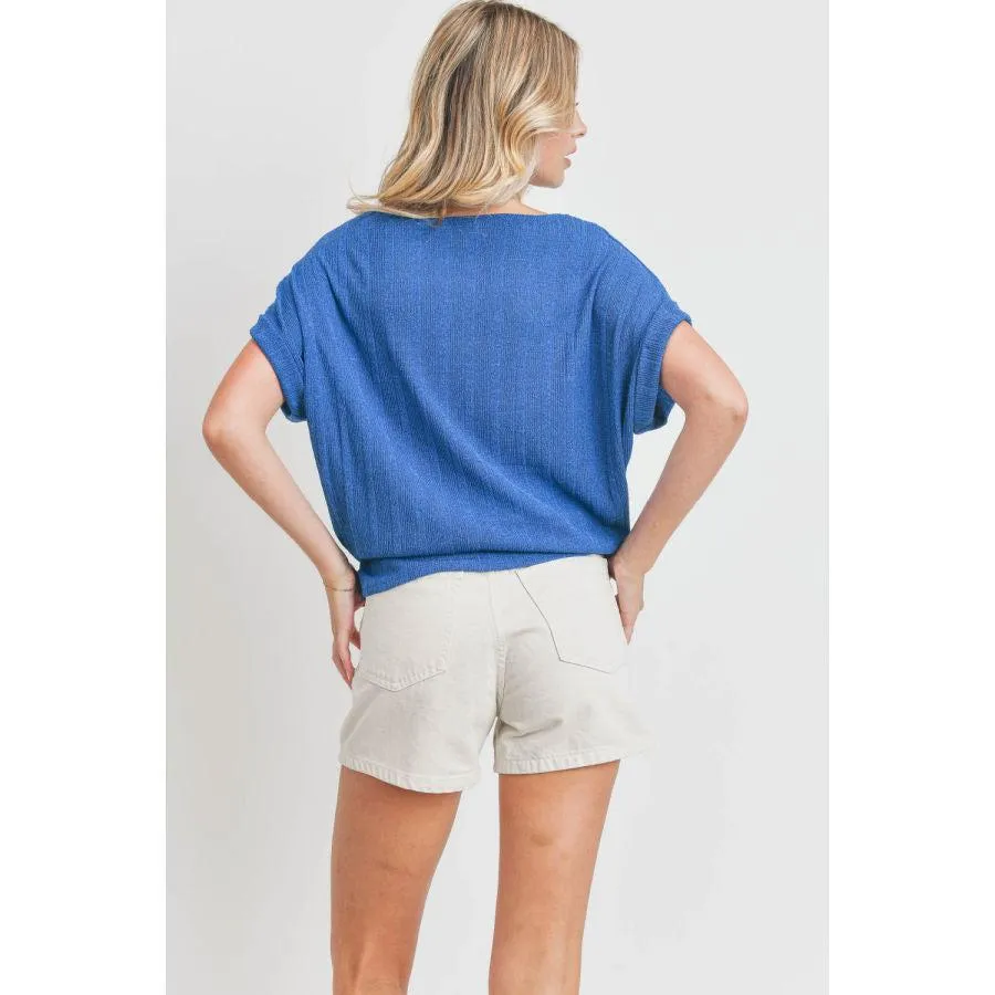 Cherish Textured Short Sleeve Sweater Top