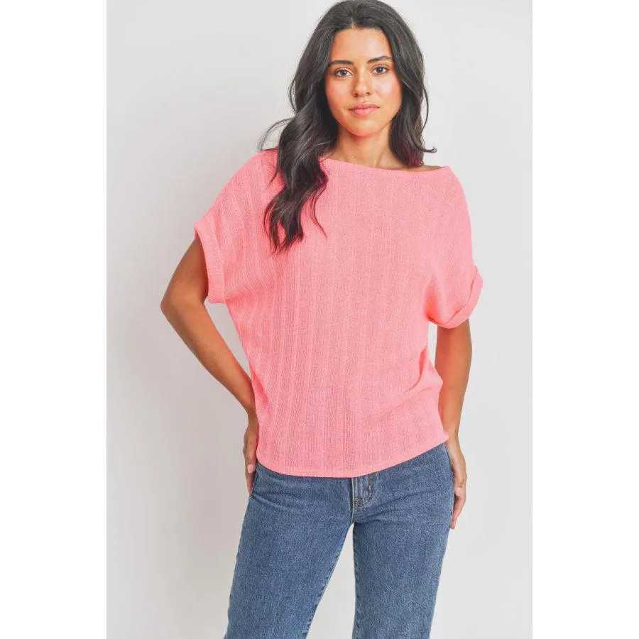 Cherish Textured Short Sleeve Sweater Top