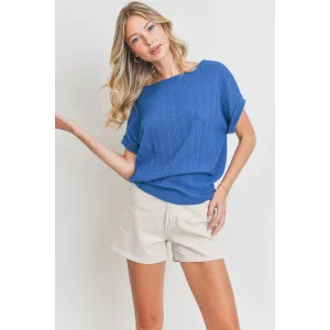 Cherish Textured Short Sleeve Sweater Top