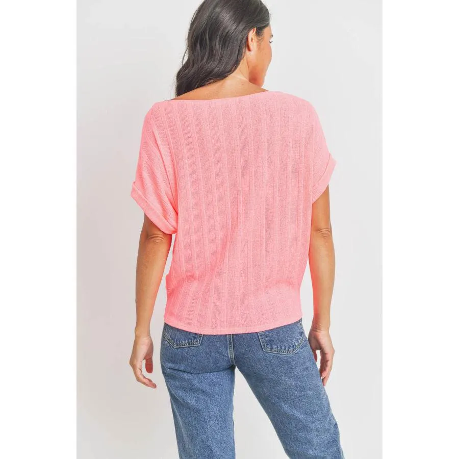 Cherish Textured Short Sleeve Sweater Top