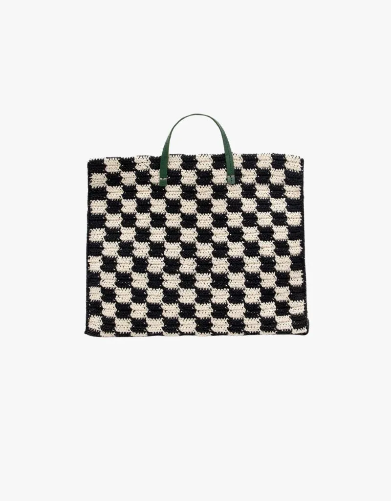 Clare V. Summer Simple Tote in Black & Cream Checker
