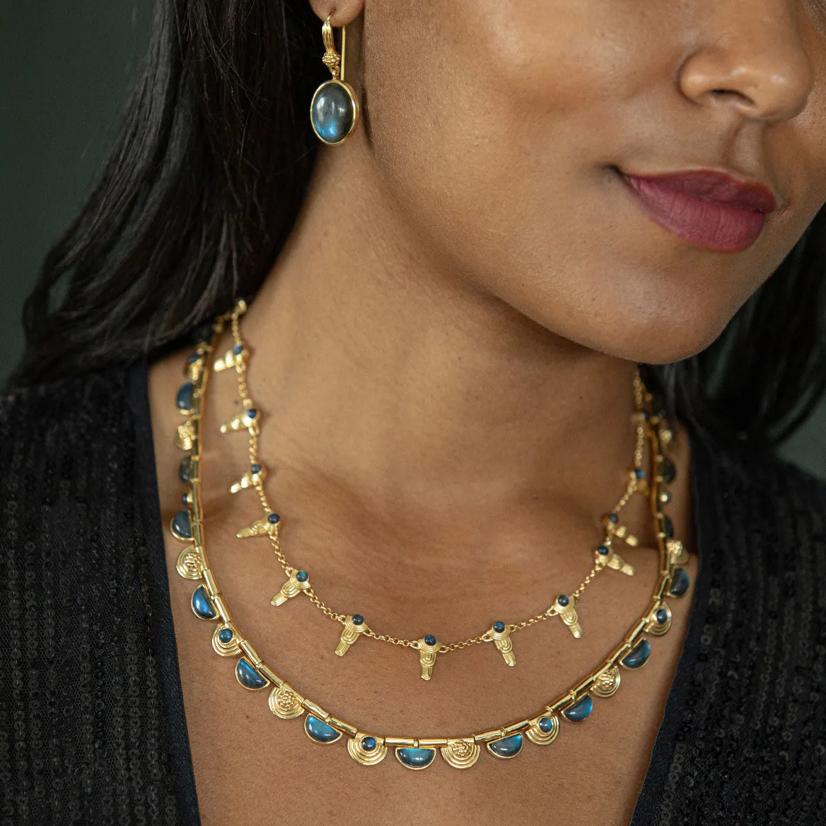 Cleopatra Riviere Necklace, 17" 2" - Blue Labradorite