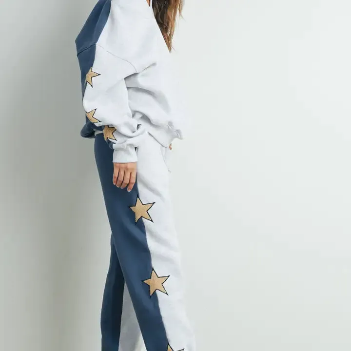 Color Block Sweatsuit with Star Detail