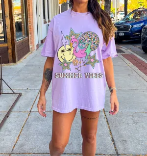 Comfort Colors Summer Vibes Tee/ Summer Beach Cover Up Vacation Summer Tee