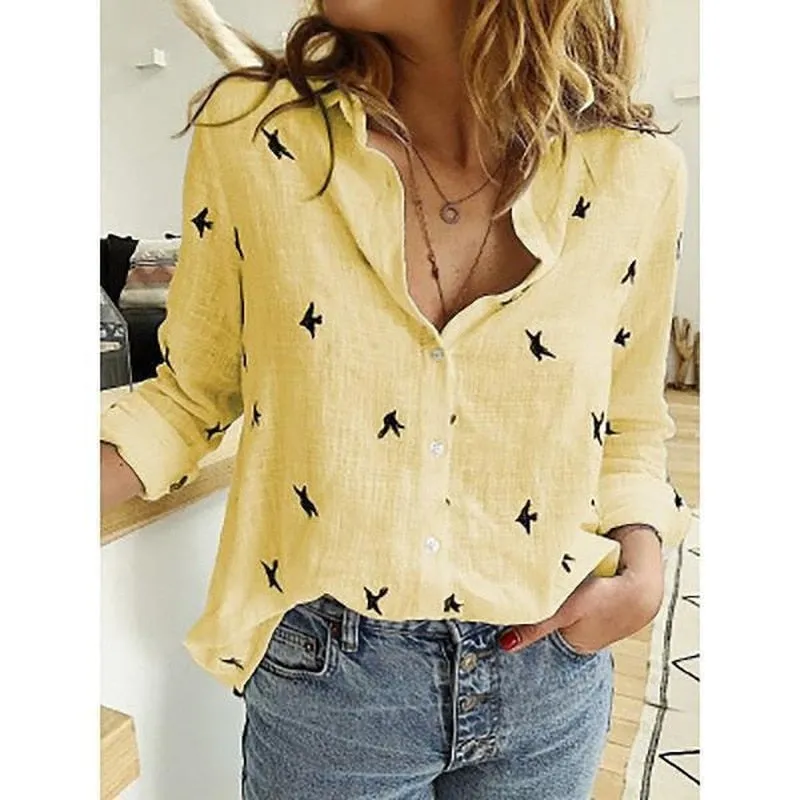 Cotton Linen Button Long Sleeve Shirt Plus sizes