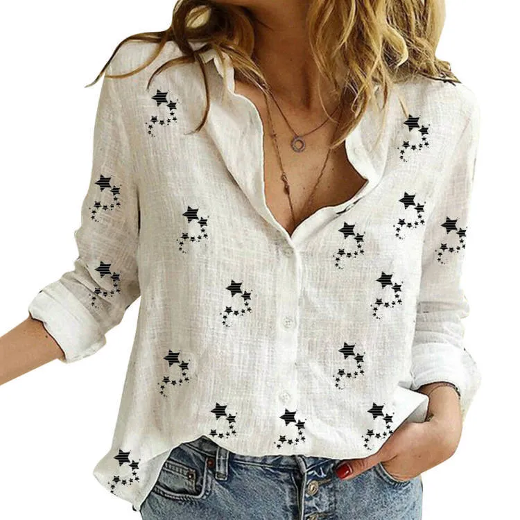 Cotton Linen Button Long Sleeve Shirt Plus sizes