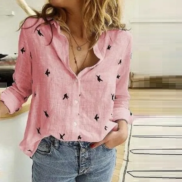 Cotton Linen Button Long Sleeve Shirt Plus sizes