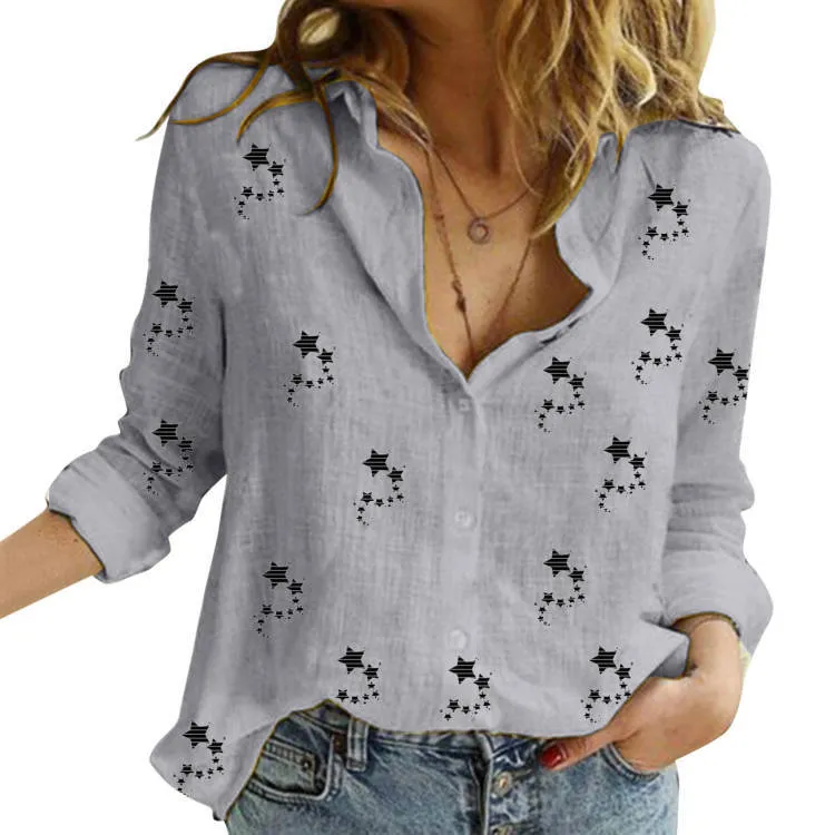 Cotton Linen Button Long Sleeve Shirt Plus sizes