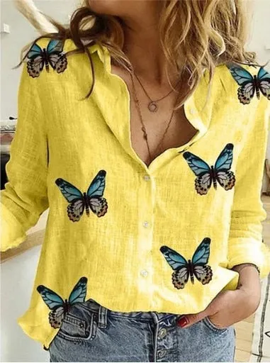 Cotton Linen Button Long Sleeve Shirt Plus sizes