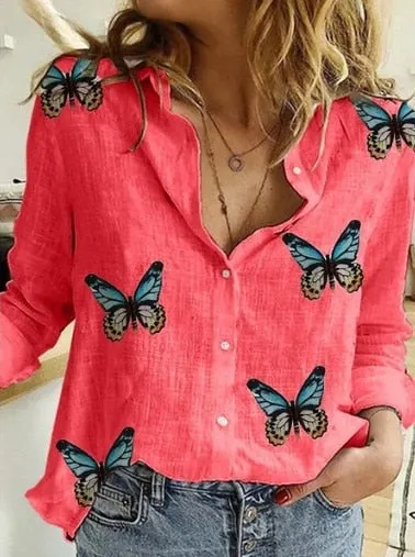 Cotton Linen Button Long Sleeve Shirt Plus sizes