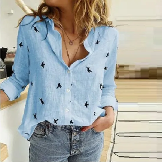 Cotton Linen Button Long Sleeve Shirt Plus sizes
