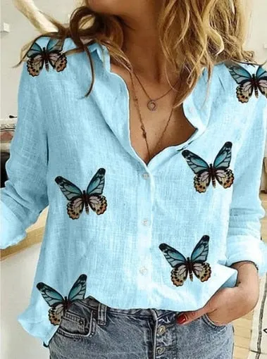 Cotton Linen Button Long Sleeve Shirt Plus sizes