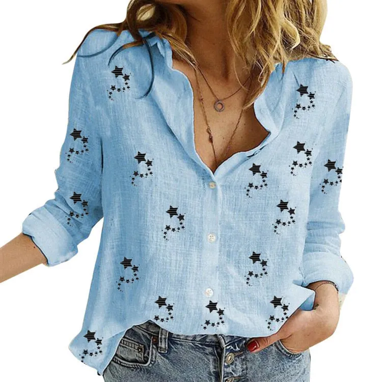 Cotton Linen Button Long Sleeve Shirt Plus sizes